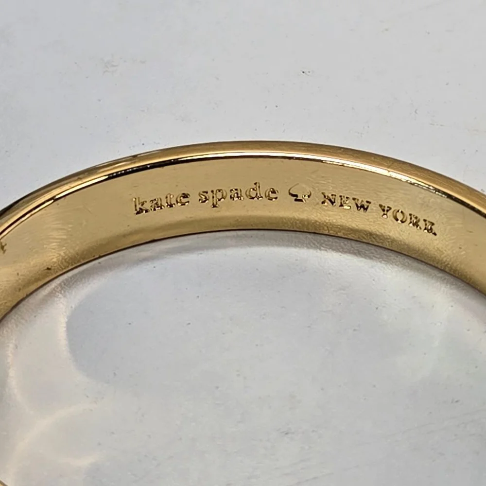 Kate Spade Bracelet Spice Things Up Goldtone Pink Red Aztec Patterned Clamper - Picture 3 of 7